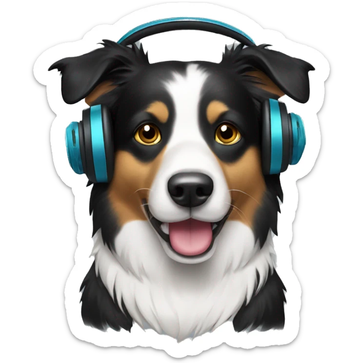 Border collie with headphones sticker