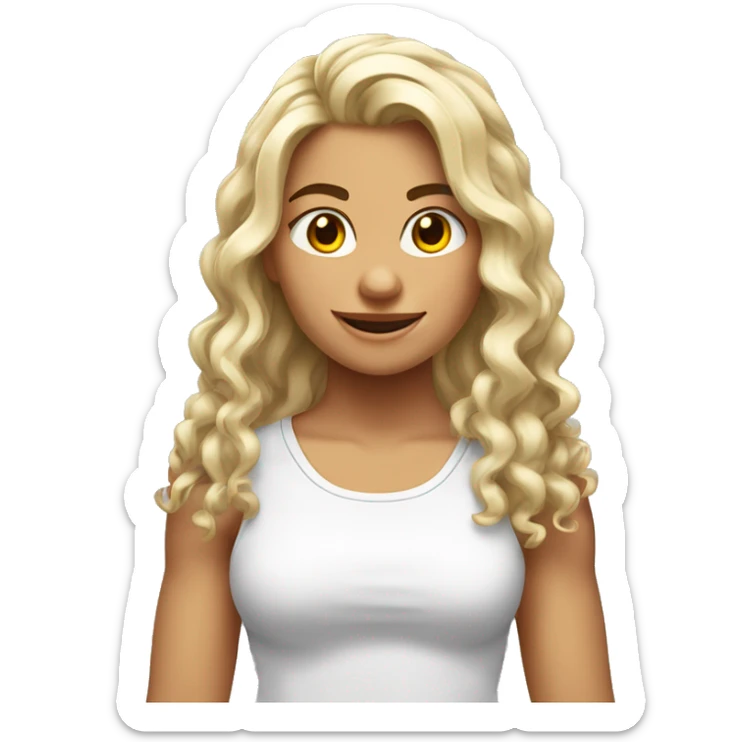 menina branca de cabelo ondulado fazendo musculação  sticker