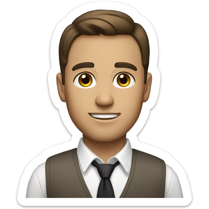 A man with short brown hair, brown eyes who wears a professional shirt. sticker