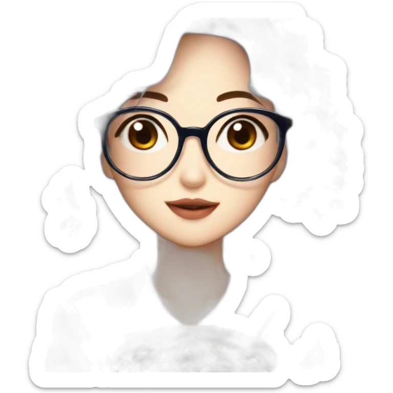 A girl with wave hair and glasses who livres k-drama eating a ramen with hashi sticker