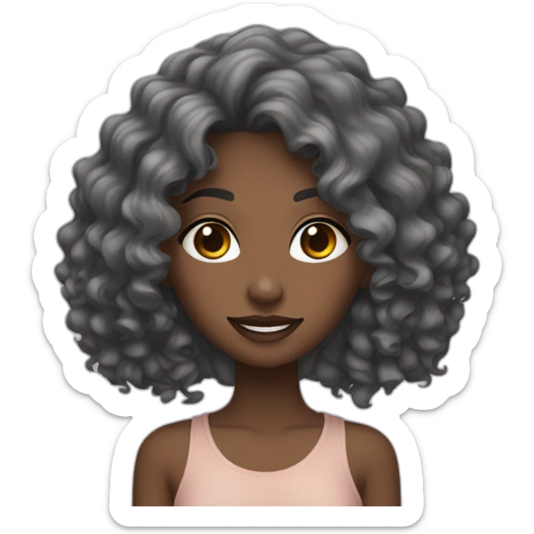 teen maghrebian with dark long curly haired girl with black eyes sticker