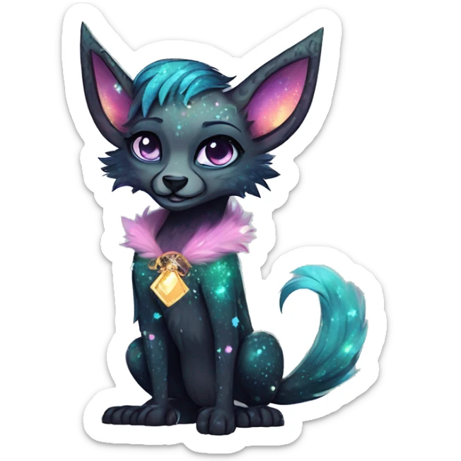 Cool cute Kawaii edgy fantasy animal sparkle fursona Fionbri creature by griffsnuff & LiLaiRa & Falvie full body sticker