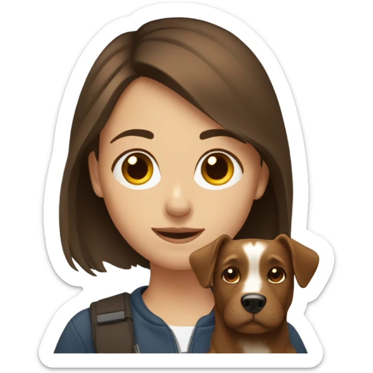 A girl with brown hair and her dog sticker