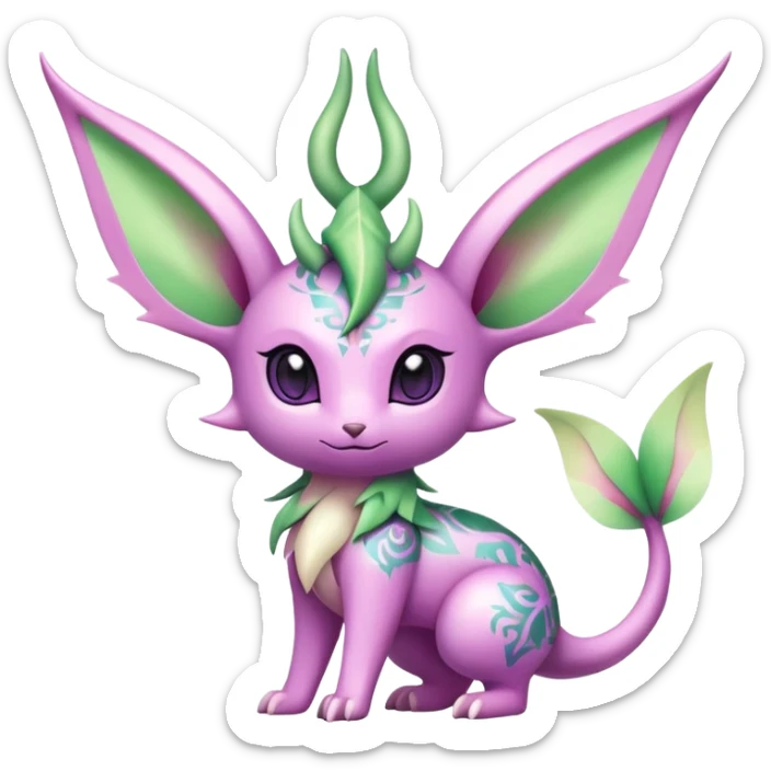Shiny Exotic Cute Adorable Majestic Ethereal Sparkly Flygon-Espeon-Leafeon-Shaymin-Hybrid-Creature with pattern-markings sticker