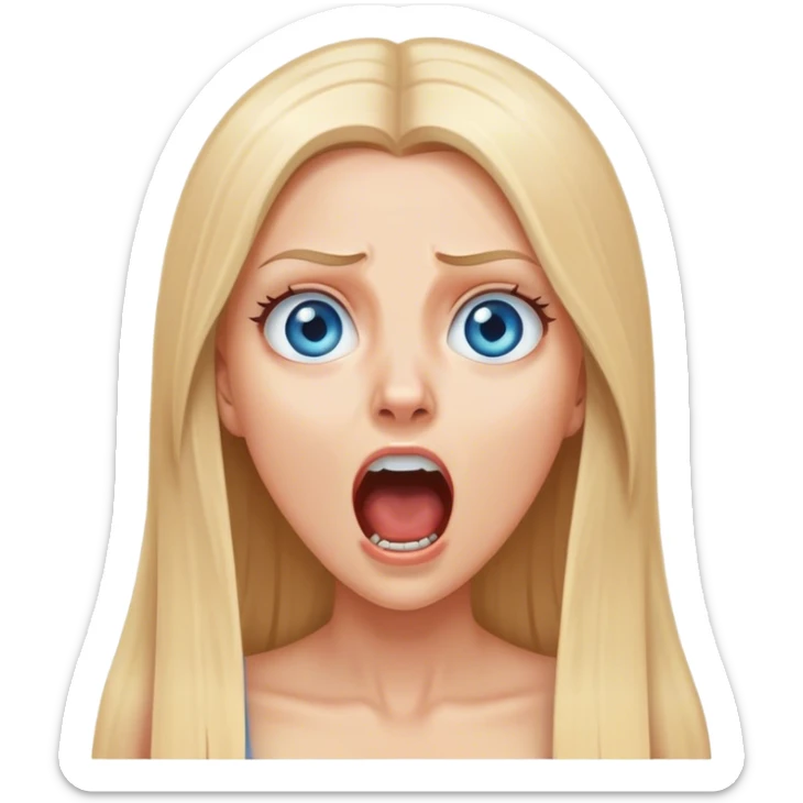 beautiful white girl with long straight blonde hair blue eyes screaming scared terrified  sticker