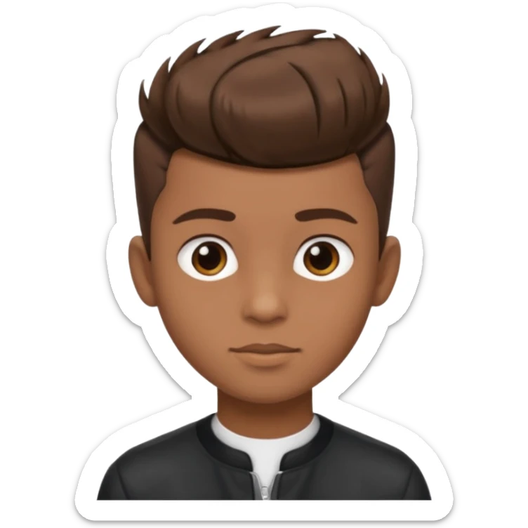 create a fringe haircut boy with a brown hair with hair little up more looking like quiff hairstyle sticker