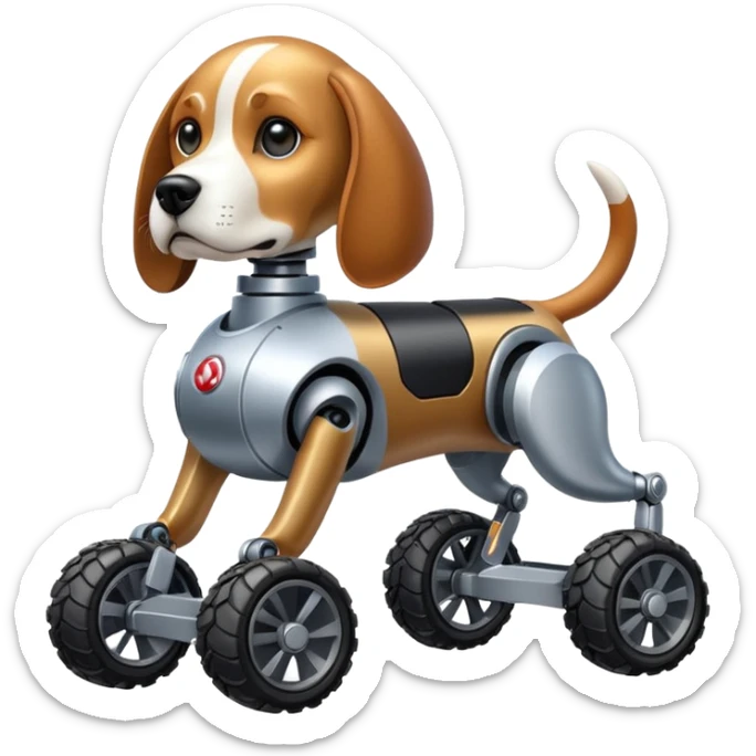 Stylish Military robotic automaton beagle dog with off-road wheels  sticker