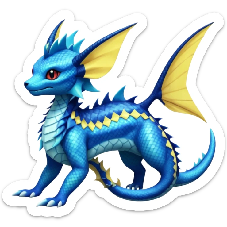 Vaporeon-Salandit-Electrike-Zeraora-Fakémon-hybrid-creature (full body)  sticker