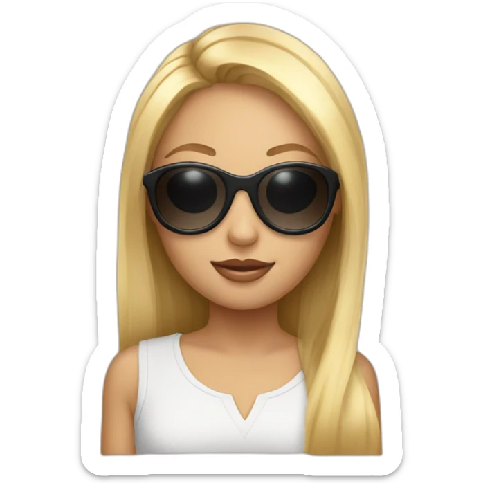 A picture of a blonde girl with big buggy sunglasses sticker