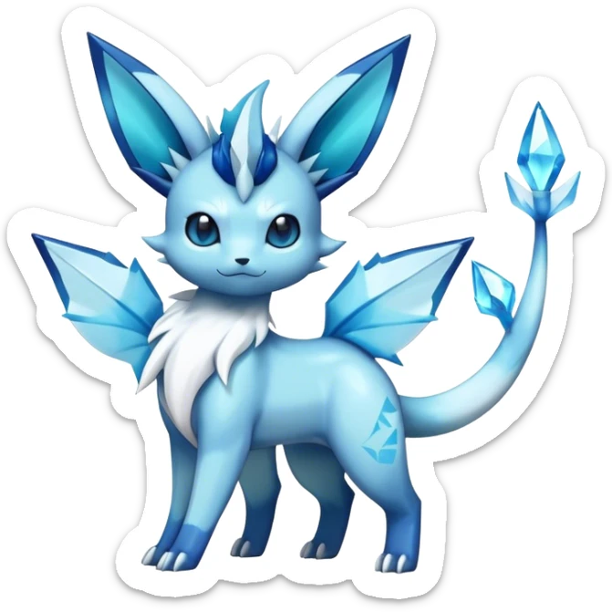 Shiny Cool Glaceon-Vaporeon-Fakemon-hybrid-fusion- full body sticker