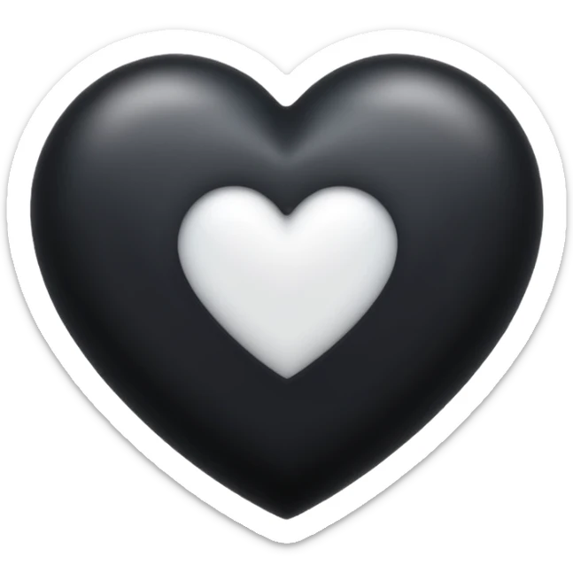 a emoji of a black hearth with botton griendiently white color sticker