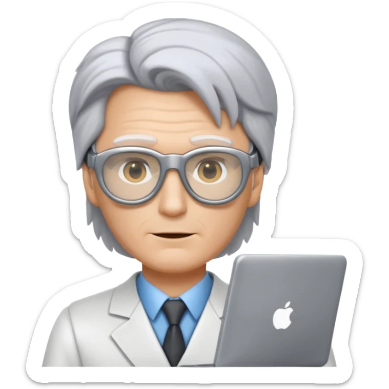 Je veux que tu me crées un personnage derrière un écran d'ordinateur qui ressemble à doc de retour vers le futur sticker