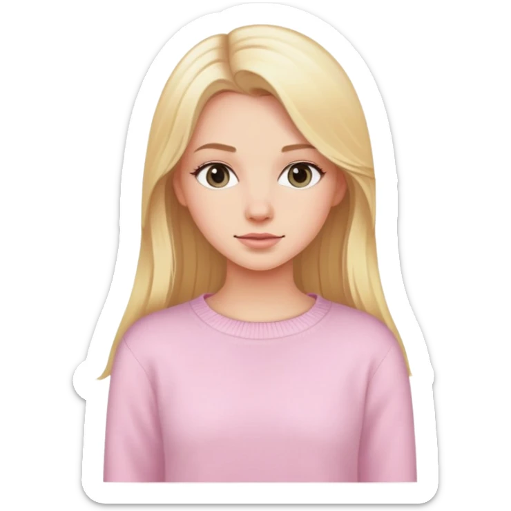 Beautiful white girl with long blonde hair wearing light pink sweater  sticker