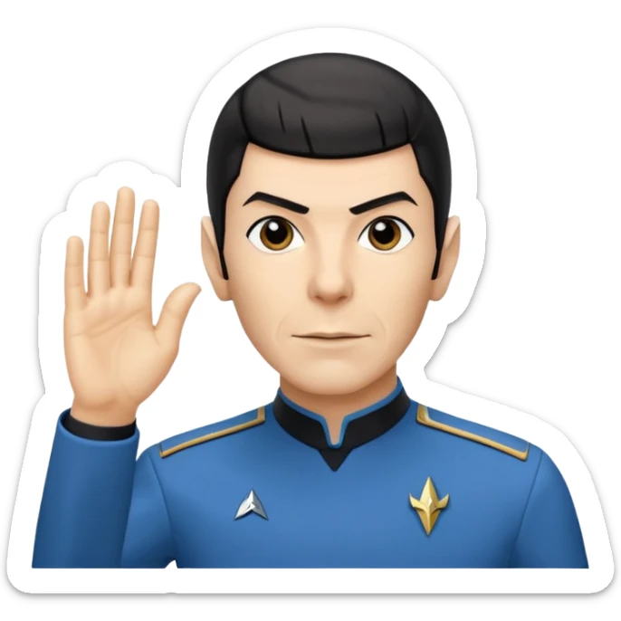 Spock with the Vulcan salute with Starfleet blue uniform (Star Trek) no green face sticker