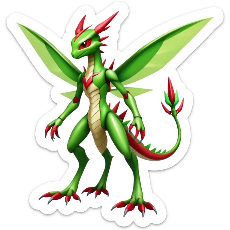  Cool Edgy Shiny Futuristic Ethereal Legendary Scizor-Digimon-Flygon-hybrid full body sticker