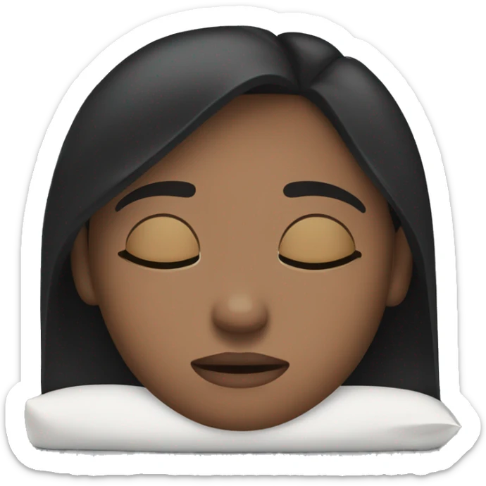 dark-haired girl put her hand under the pillow and lies with her eyes closed sticker