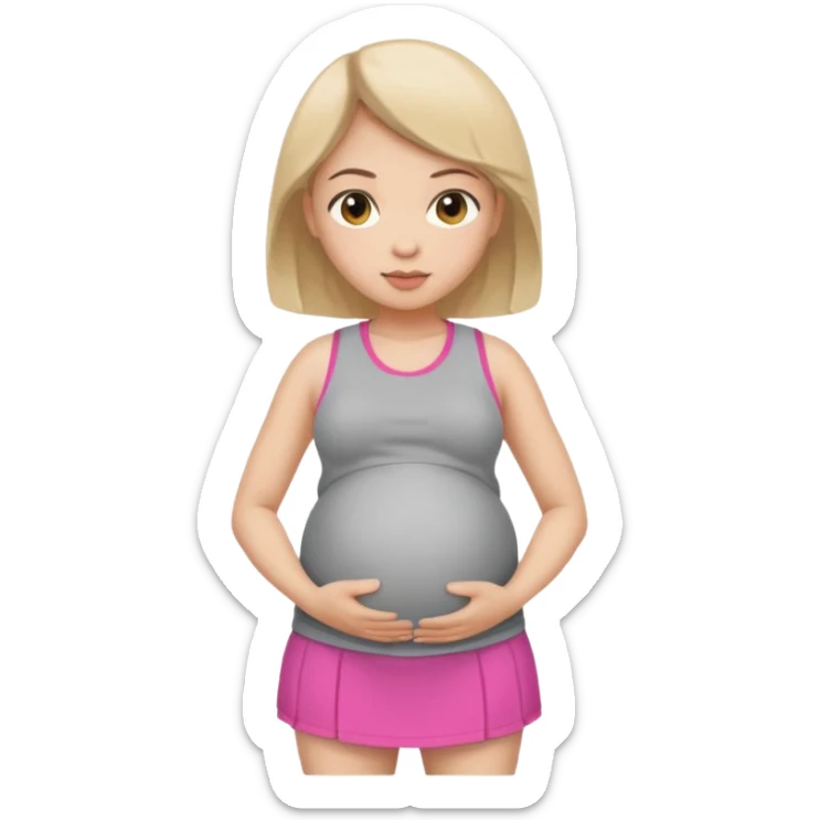 Pregnant girl wearing mini skirt and sport clothes sticker