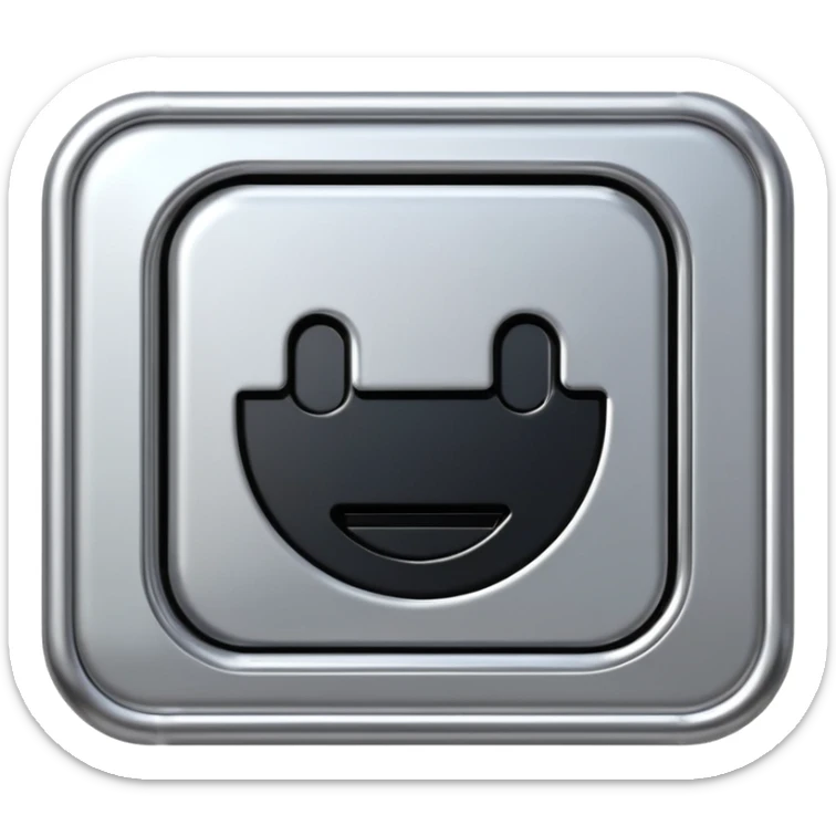 A futuristic microchip emoji made of polished silver chrome, minimal circuit details, smooth metallic surface, soft lighting, iOS emoji style, centered, clean white background sticker