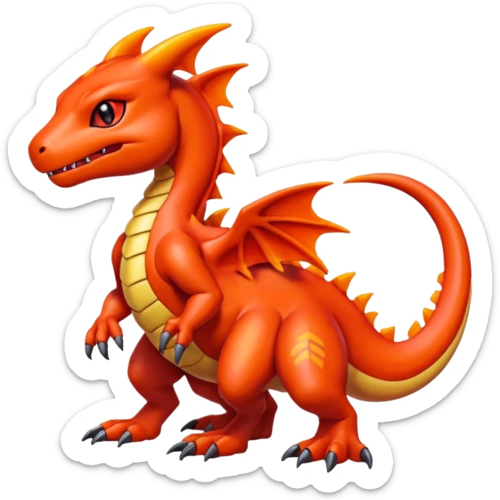 Cute Shiny Guilmon-Salandit-Fakémon-hybrid-creature (full body)  sticker