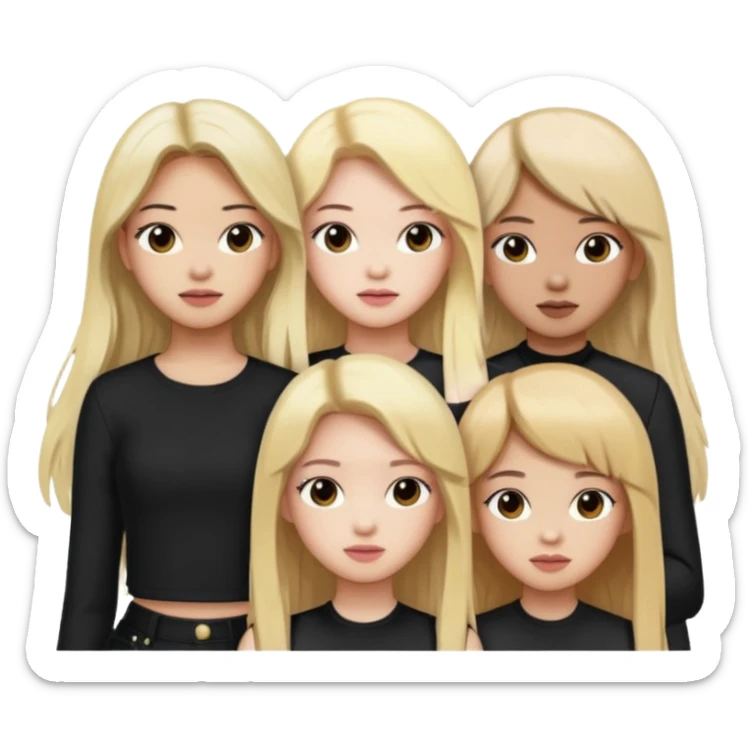 BLACKPINK 4 girls, hair colors: 1 blonde, 2 black, 2 brown sticker
