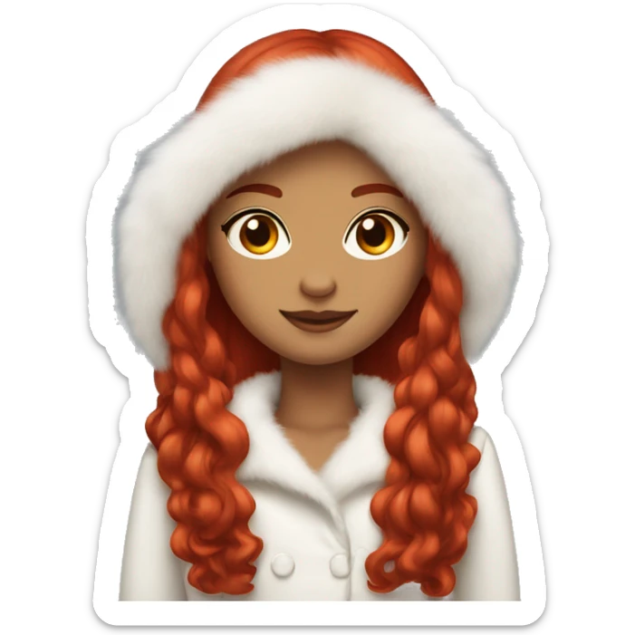 "A beautiful girl with long red hair, wearing a red dress and a white fur coat."






 sticker