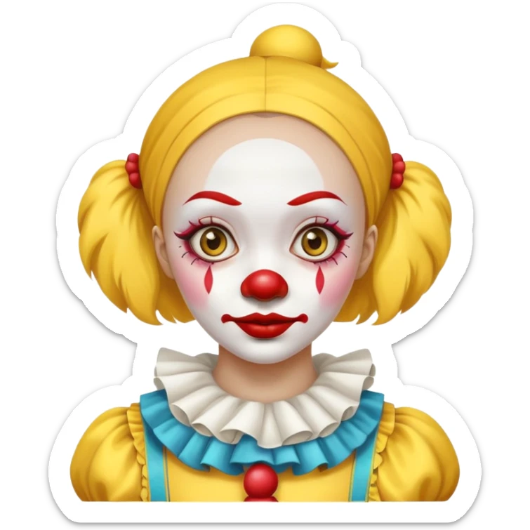 yellow kazakh girl with thin eyes and in clown outfit sticker
