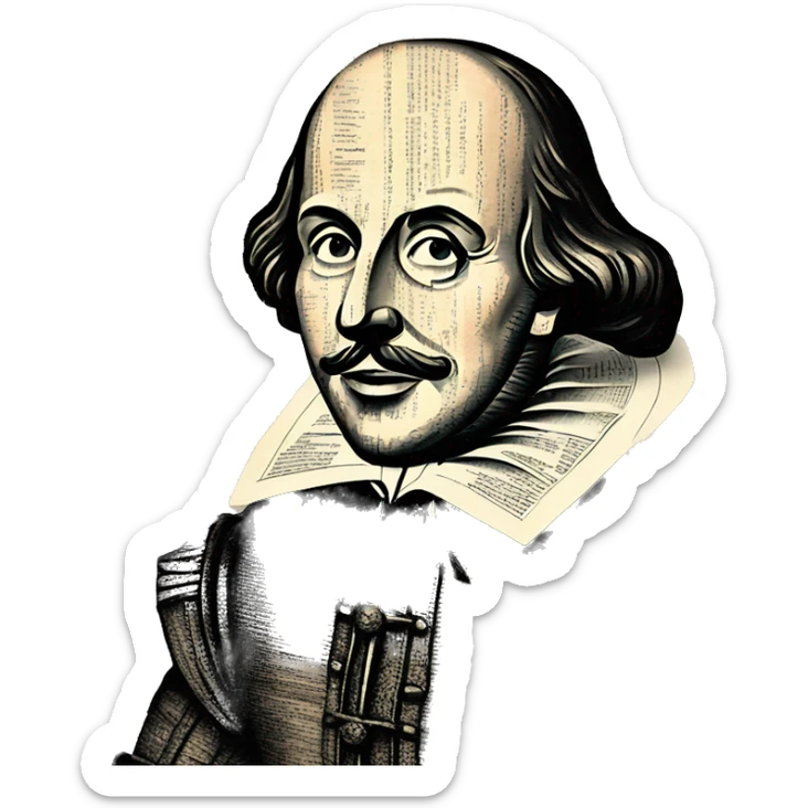 Shakespeare made of newspaper cuttings 420 roses flowers sticker