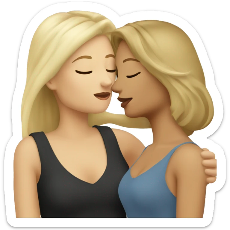 Blonde woman and brunette woman kissing  sticker