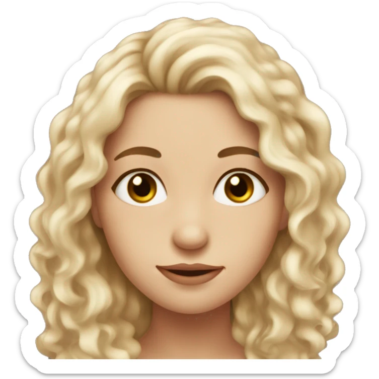 Fair skin girl ,with hazel eyes ,feminine face  and has long dark brown curly hair  sticker