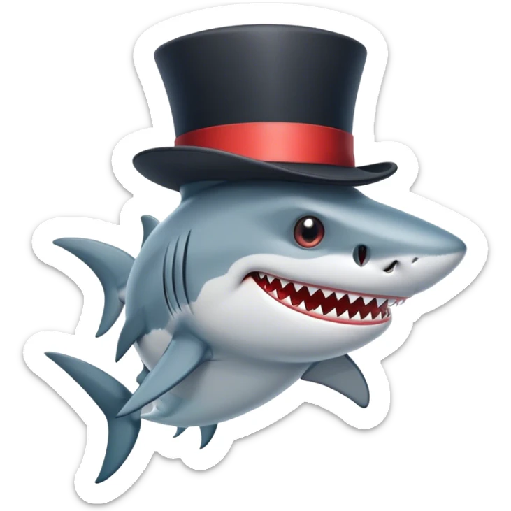 Shark with a top hat sticker