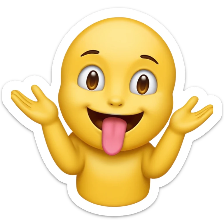emoji with tongue out with hands facing out to the side like your swimming but not the arms just the hands sticker