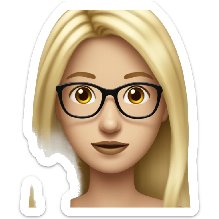 A teen girl with long blonde hair and black glasses ￼ sticker