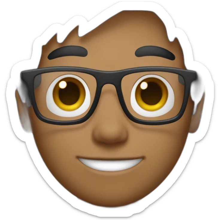 Boy with eyewear and hair black and white hair. The hair is straight sticker