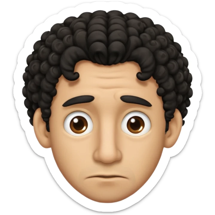 Light brown man with curly black hair and a big nose that’s frowning sticker