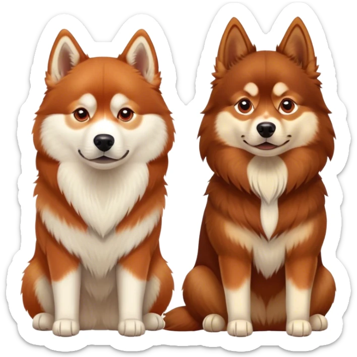 two dogs sitting side by side: a red siberian husky and a finnish lapphund sticker