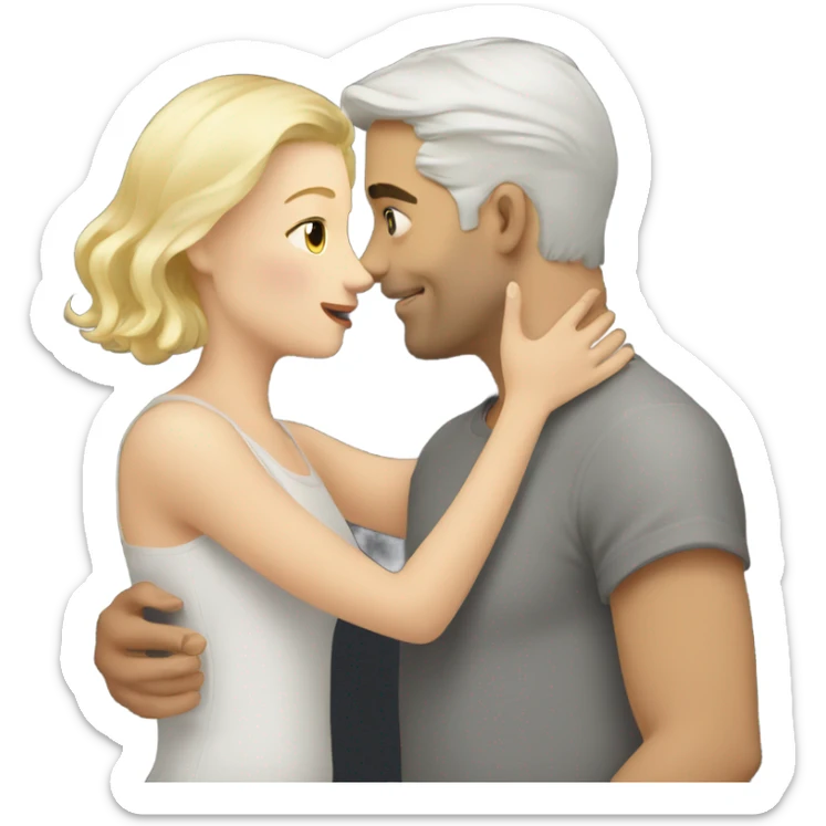 White man - short grey hair - no facial hair - kisses blonde girl  sticker