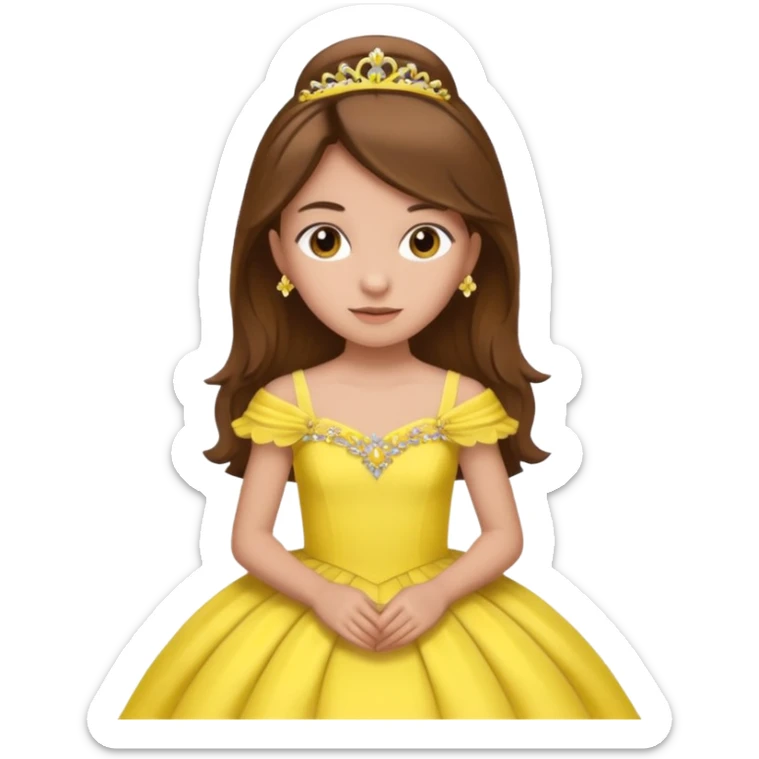 Girl with brown hair, yellow quinceañera dress sticker