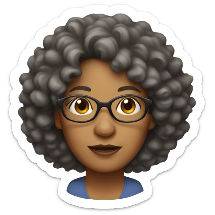 middle age woman with glasses and curly hair sticker