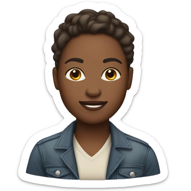 African American female couple with one masculine partner that is a lighter skin complexion.  sticker