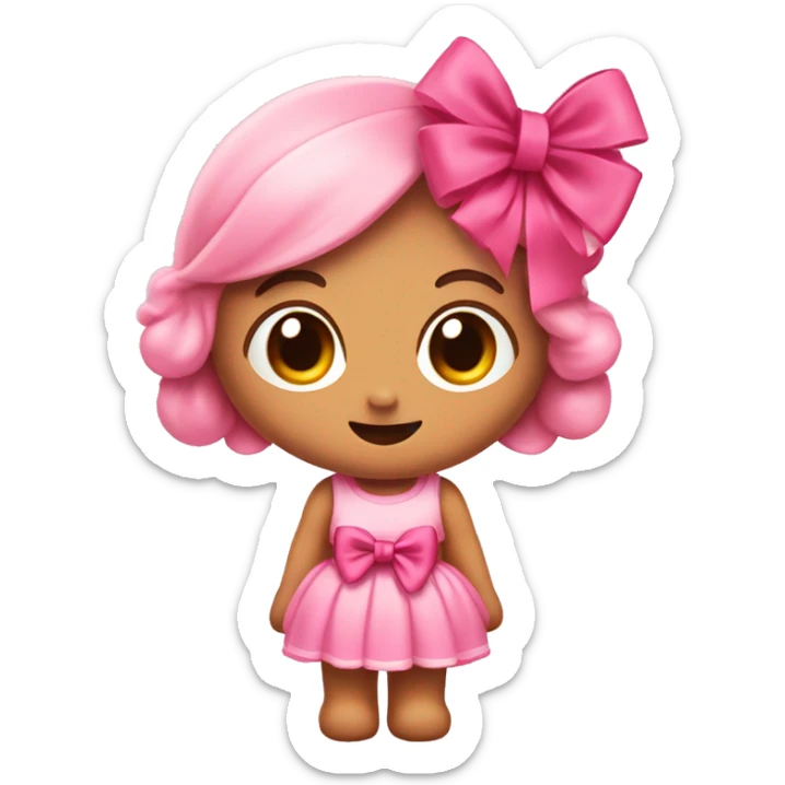 Cinnamorol wearing a pink dress with ribbons and a cute pink bow on his head sticker