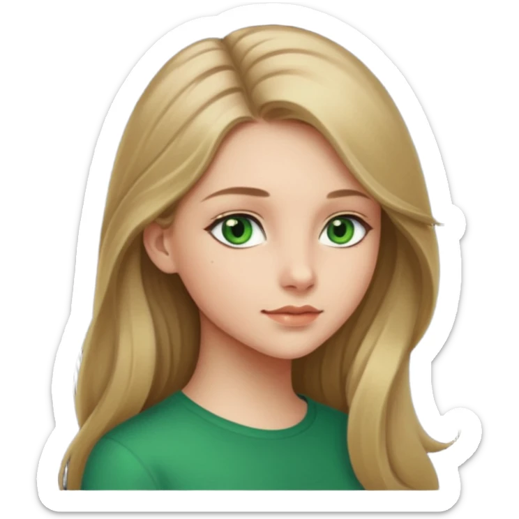 Girl profile picture with long dark blonde hair and green eyes  sticker