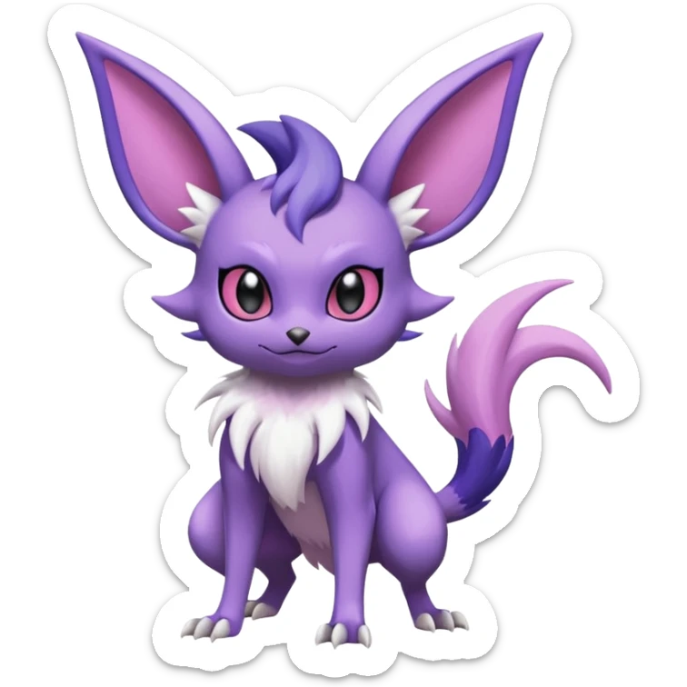 Shiny Cute Noibat-Noivern-Espeon-Silvally-Fakémon-hybrid-creature (full body)  sticker