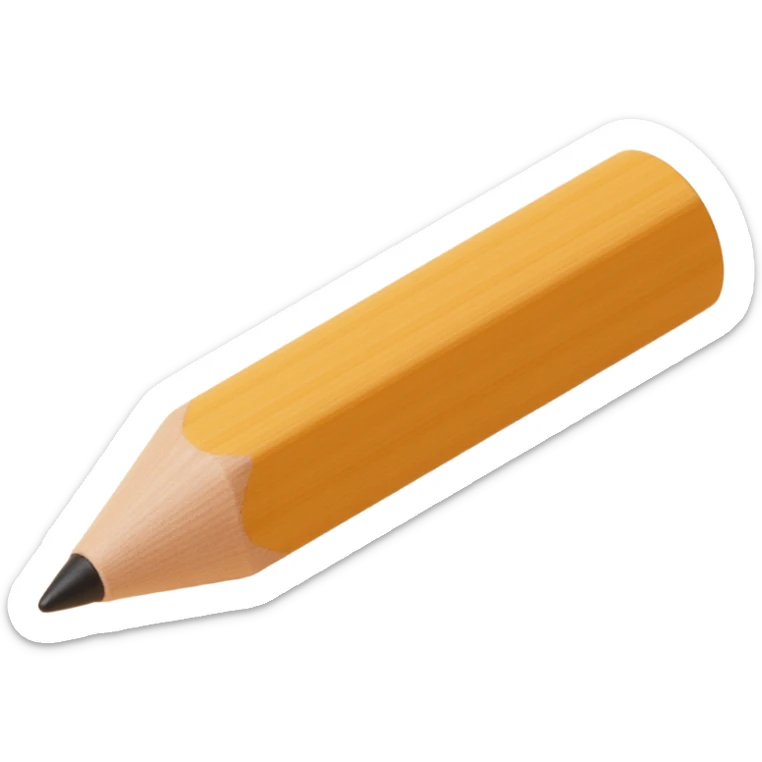 lifelike wooden pencil icon, skeuomorphism style, detailed wood texture, realistic, sharp tip sticker