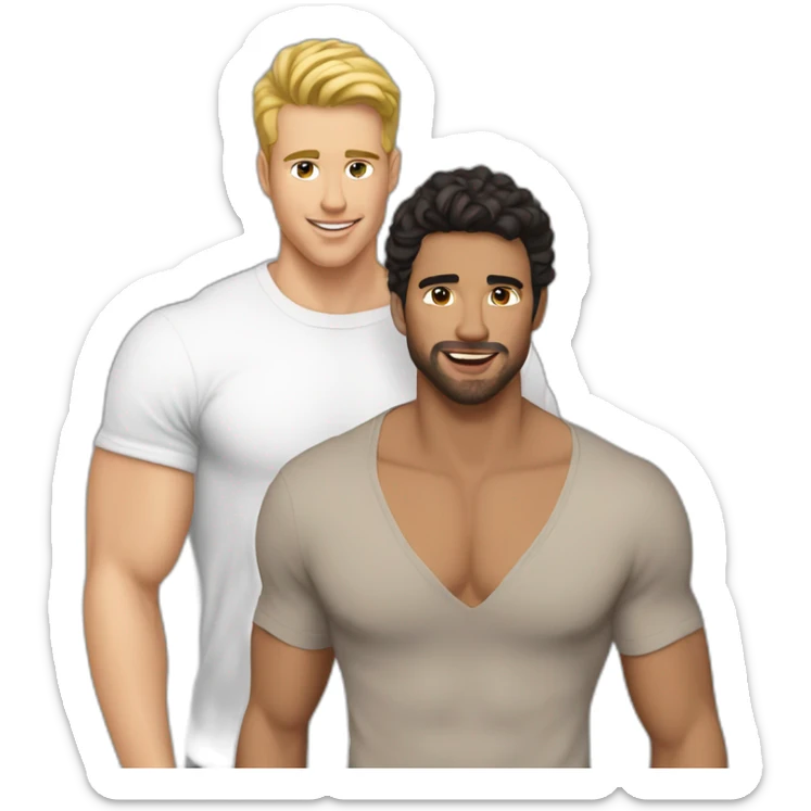 Sexy-fit-Latino-male-and-caucasian-male-interracial-kissing sticker