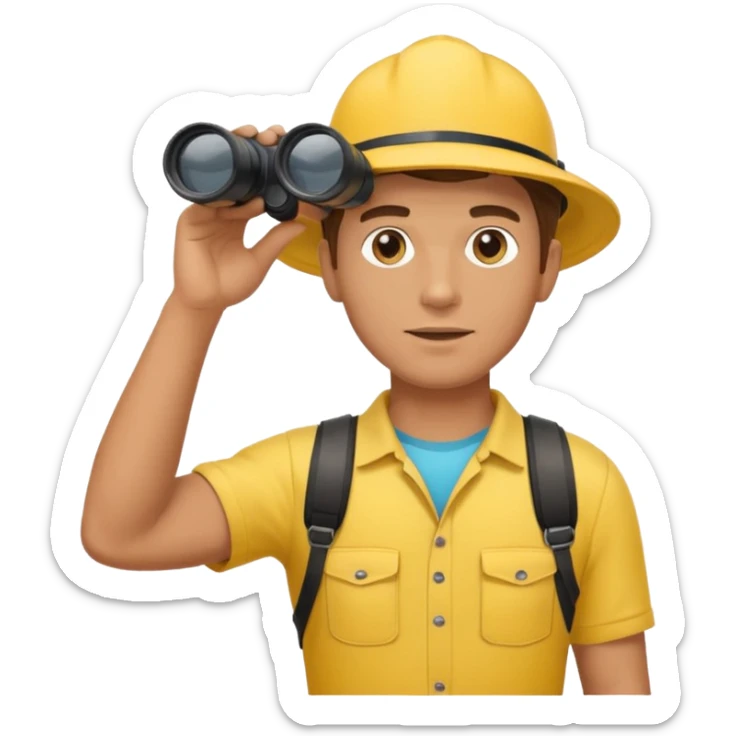 Male lifeguard – yellow shirt, binoculars in hand, scanning the sea sticker