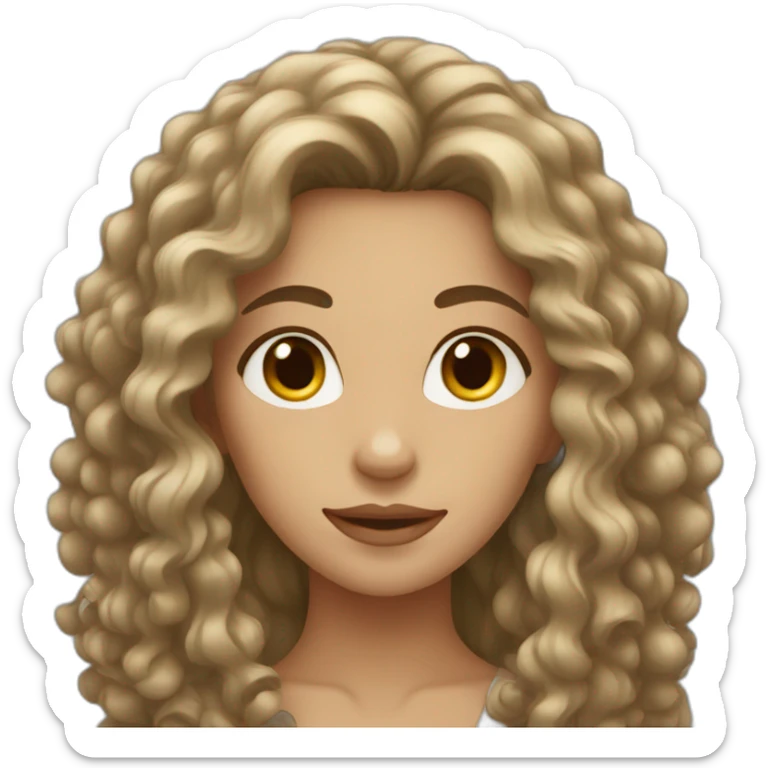 An woman with long curly dark brown hair  sticker