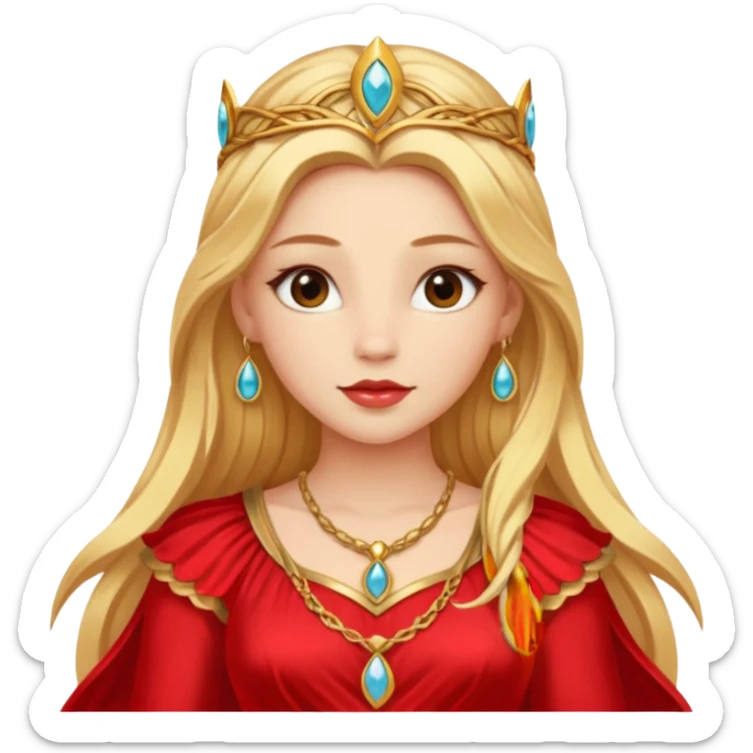 Freya, Goddess of Love from Gods and Goddesses with long golden blonde hair, red outfit sticker