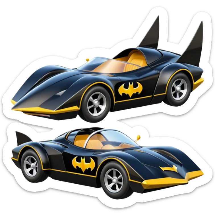 Hot wheels racing cartoons BatGirl’s 1972 stealth retro cat burglar sporty futuristic pursuit mobile cruiser car (reclined seating position) sticker