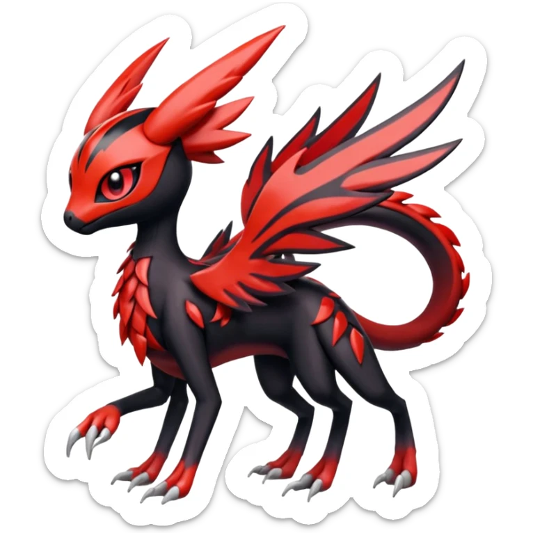 Meloetta-Nargacuga-Yveltal-Pokémon-Fakémon-hybrid-fusion-creature sticker