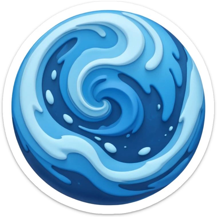 Can you make me an emoji of a blue planet? Without a face, an actual planet. I like messy irregular and not equal small swirls of different shades of blue but no clouds and no rings on the planet  sticker